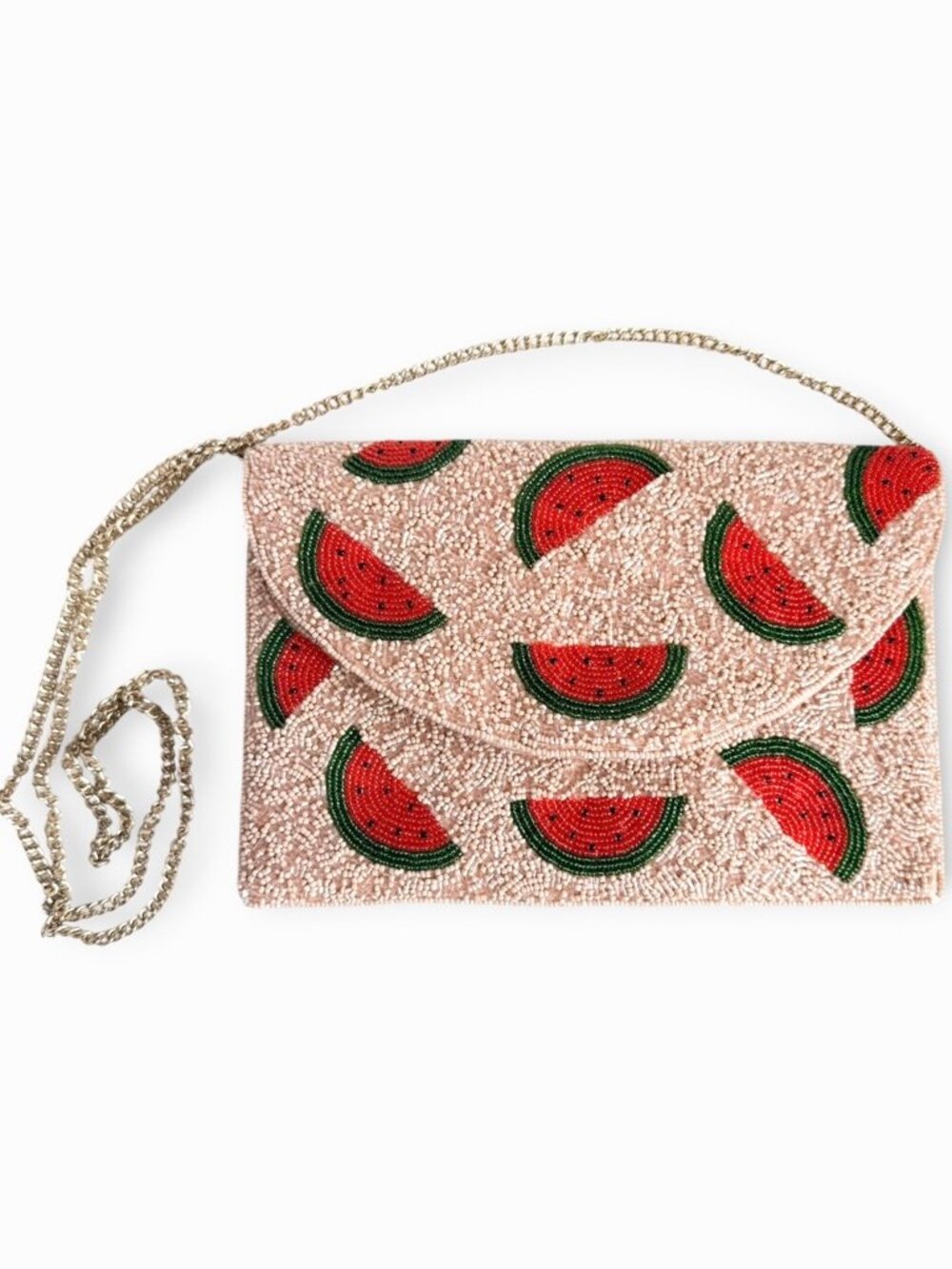 Watermelon Beaded Clutch Summer Shoulder Bag with Chain
